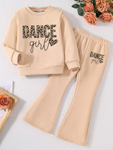 Toddler Letter Print Graphic Crew Neck Sweatshirt And Flare Pants Set